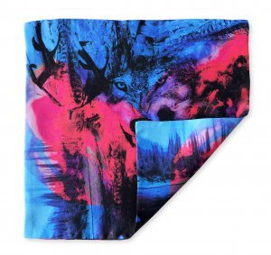 pocket square wolf print pink blue